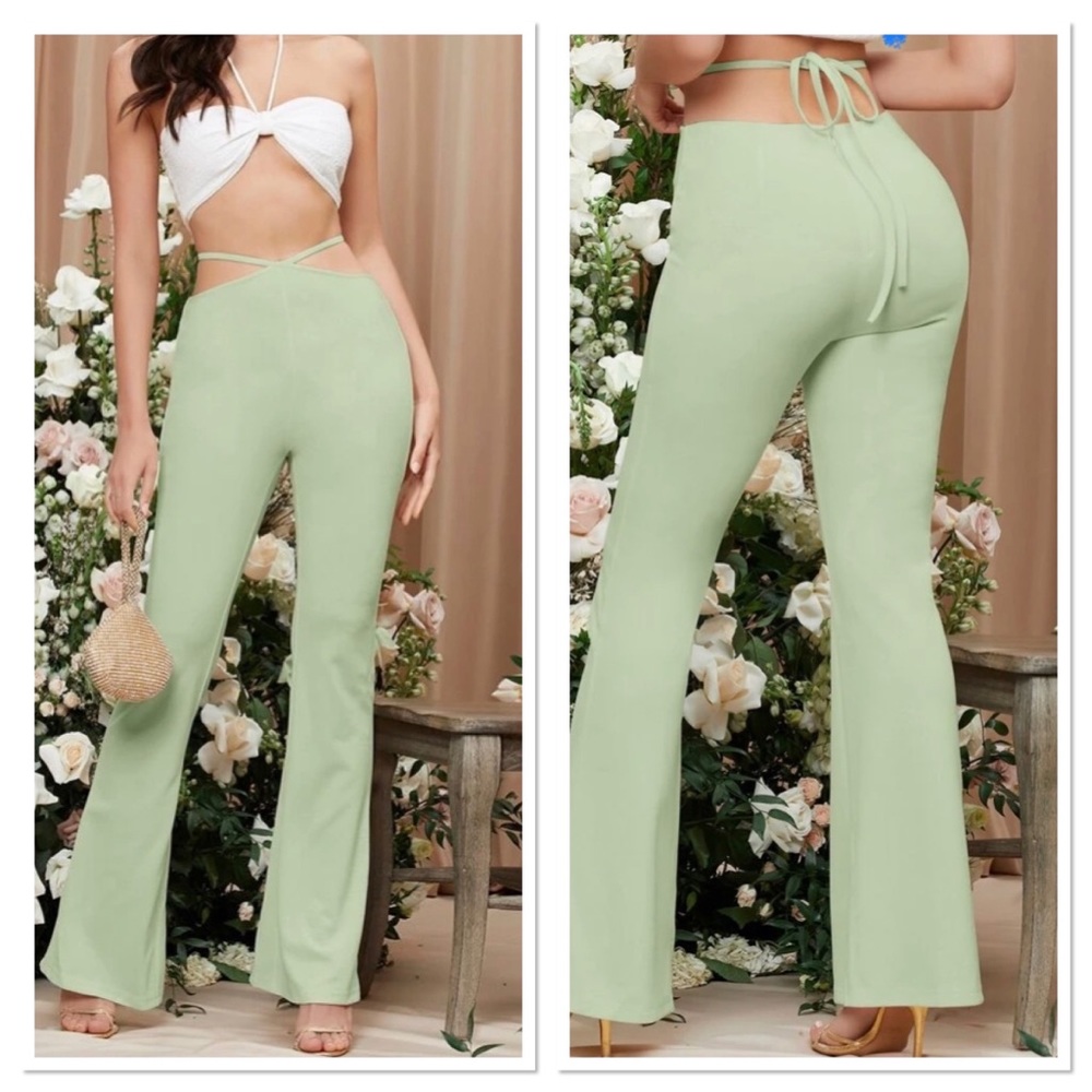 Shein Lace Up Back Flare Leg Pants.  Size 2.